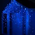 Гирлянда «Бахрома» 3×0.9 м, IP65, УМС, тёмная нить каучук, 144 LED, свечение синее, 220 В