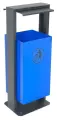 Урна уличная металлическая УОН-3 (опрокидывающаяся) с козырьком (Синяя)