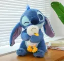 Мягкая игрушка меховой Стич с уткой 60 см / Лило и стич