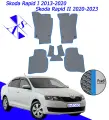 Автомобильные коврики EVA/ЕВА/ЭВА для Skoda Rapid 1 и 2 / Шкода Рапид 1 и 2 / 2013-2023 серый голубой