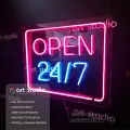 ART Studio Неоновая вывеска Open 24/7 54х68 см для магазина кафе или бара на подложке из акрила