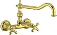 Смеситель для кухни Migliore Princeton Plus 18278 с поворотным изливом, золотой, глянцевый, вентильный, латунный, настенный