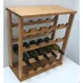 Стеллаж для 20 бутылок вина и шампанского деревянный со столешницей. Темный орех.