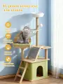 Игровой комплекс для кошек , с домиком, 4 ярусов зеленый SHEEPPING