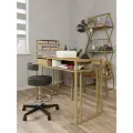 Стол маникюрный с полками и ящиком для салона красоты и офиса узкий KM LOFT золото/вотан