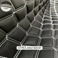 Стеганая экокожа двойной ромб черный с белой ниткой 200*140см / кожзам стеганный / для перетяжки салона авто, мебели