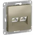 Розетка компьютерная двойная RJ45+RJ45 Schneider Electric AtlasDesign, механизм, категория 5E, цвет Шампань (комплект из 8шт)