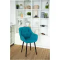Стул EXPERTMEBEL Саваж мягкий с подлокотниками, бирюзовый на черных ножках