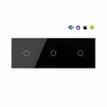 Сенсорный выключатель WiFi 3 клавиши 3 поста (1G+1G+1G) стекло 228х86мм цвет черный