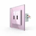Розетка с двумя USB type-A, блоком питания 5В 2.1А, 1 пост, цвет розовый LIVOLO ORIGINAL