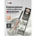 Набор карандашей Гамма Старый Мастер, чернографитные, шестигранные, для черчения и графики, 6 шт