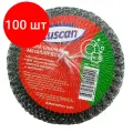 Комплект 100 штук, Губка мочалка спираль металлическая Luscan 110х110х40мм 40г