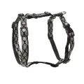 Шлейка для собак и кошек анатомическая нейлоновая Ромбы M, черная, 2*50-70см, Triol