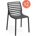 Комплект из 2-х садовых обеденных стульев NARDI Doga Bistrot, усиленный пластик, цвет антрацит