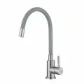 Смеситель для кухни ESKO Snake гибкий излив, серый, нержавеющая сталь K44G