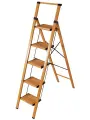 Стремянка Biotorg, складная, с отделкой под дерево, 5 ступеней, алюминиевая