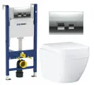 Комплект 3 в 1 инсталляция Geberit Duofix + Унитаз подвесной Grohe Euro Ceramic 39206000 + кнопка хром