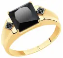 Печатка SOKOLOV, красное золото, 585 проба, оникс, размер 21, черный