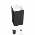 Квадратная напольная раковина для ванной Wellsee Pure BY Wellsee 20213285R в наборе 2 в 1: напольная отдельностоящая раковина моноблок (чаша белый глянец, стенки матовый черный), донный клапан (цвет матовый белый)