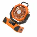 Кемпинговый вентилятор, портативный с зарядкой и освещением, LED-лампа - оранжевый