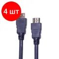 Комплект 4 штук, Кабель HDMI - HDMI, M/M, 1 м, v2.0, K-Lock, поз. р, экр, Wize, CP-HM-HM-1M
