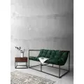 Диван лофт прямой, уличный, в офис, на балкон, на веранду, в гостинную, кухонный, минимализм, Лофтовик ++ кожзам зеленый
