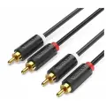 Аудио кабель тип разъема RCA M (папа) х2 /RCA M (папа) х2 длина 2 метра Vention шнур тюльпан для подключения гарнитуры и акустических систем к телевизору, арт. BCMBH
