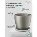 Горшок Вещицы с поддоном Бутон, 1.4 л, 13.5x13 см, темно-серый