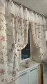 Кухонная шторка льняная с цветами, ширина 3м, высота 1,7м