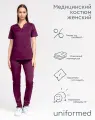Медицинский костюм женский 380.4.1 Uniformed, сатори стрейч, рукав короткий, баклажановый, размер 56