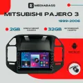Магнитола Android 13 Mitsubishi Pajero 3 1999-2006, 2/32ГБ, с крутилками / Митсубиши Паджеро 3 / Мультимедиа + переходная рамка