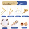 Oumeier Kindergarten Orff Percussion Instruments, Triangle, Children's Musical Teaching Tools, Sand Hammer, Bell Drum, Double Gong, 7-Piece Set