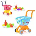 Детская тележка для продуктов супермаркета Полесье Мини + набор продуктов №14 (12 элементов), (красный/желтый) 71385