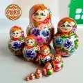 Матрешка деревянная детская развивающая игрушка 10 мест 13 см Орнамент