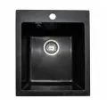 Мойка для кухни мраморная GranAlliance Черная матовая прямоугольная 492х417 без сифона