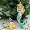 Irena-Co Набор елочных игрушек, стекло Русалочка - 16,5х9х5,5, Флаундер - 7х9,5х5,5