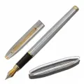 Ручка подарочная перьевая BRAUBERG Brioso, синяя, корпус серебристый с золотистыми деталями, линия письма 0,25 мм, 143464