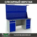 Верстак двухтумбовый металлический слесарный Практик Profi W WT180. WD2/WD5.021 (с двумя перфорированными экранами и подсветкой, 1800 мм, для гаража, мастерской, автосервиса, универсальный)