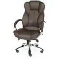 Компьютерное кресло Вектор сталь + хром / темно-коричневая экокожа
