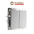 Выключатель двухклавишный с самовозвратом Werkel W1122406 серебряный IP20