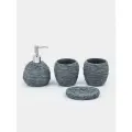 Набор для ванной «Плетение», 4 предмета, дозатор, 2 стакана, мыльница, серый