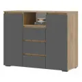 Комод под телевизор с ящиками Хелен КМ 01 (1202х958х460), графит/дуб крафт золото