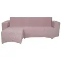 Чехол на угловой диван с выступом слева, цвет Пудра