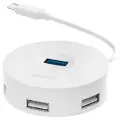 USB HUB разветвитель BASEUS Round Box 4 в 1 Type-C (m) - 1xUSB3.0 (f) + 3xUSB2.0 (f), 25 см, белый