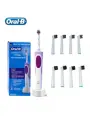 Зубная щетка Oral-B D12, фиолетовая, вращающаяся, мягкая, 8 насадок