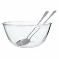 Салатник, 23 см, 2,7 л, 3 пр, с ложками, стекло Б/сталь, Clear