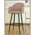 Барный стул для кухни Токио мягкий со спинкой розовый велюр, 85 см