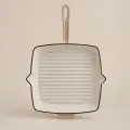 Сковорода-гриль SL Home, d=25.5 см, h=5 см, эмалированное покрытие, индукция, со сливом, бежевая