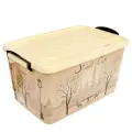 Контейнер для хранения с крышкой Уличное кафе, 35 л, 50,5x31,5x28 см, на колесиках, цвет слоновая кость