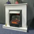 Электрический камин Флора белый с очагом Majestic, звук потрескивания дров, обогрев, имитация пламени